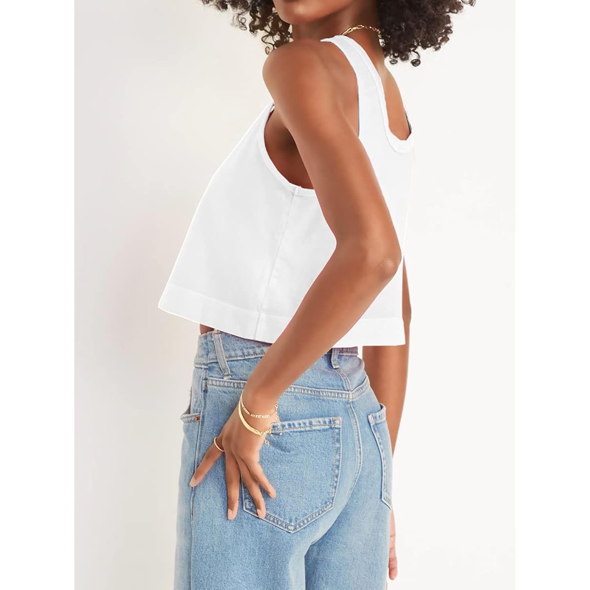 Aoysky Womens Cotton Crop Tops Casual Loose Tank Top Sleeveless Basic Cropped Athletic Yoga Workout Shirt