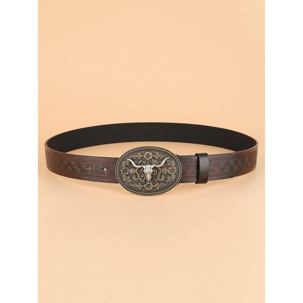 Verdusa Women's Vintage Western Leather Buckle Belt
