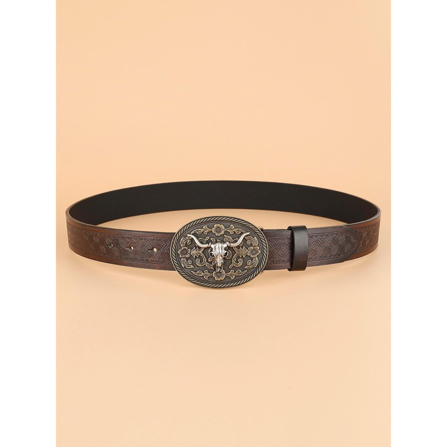 Verdusa Women's Vintage Western Leather Buckle Belt