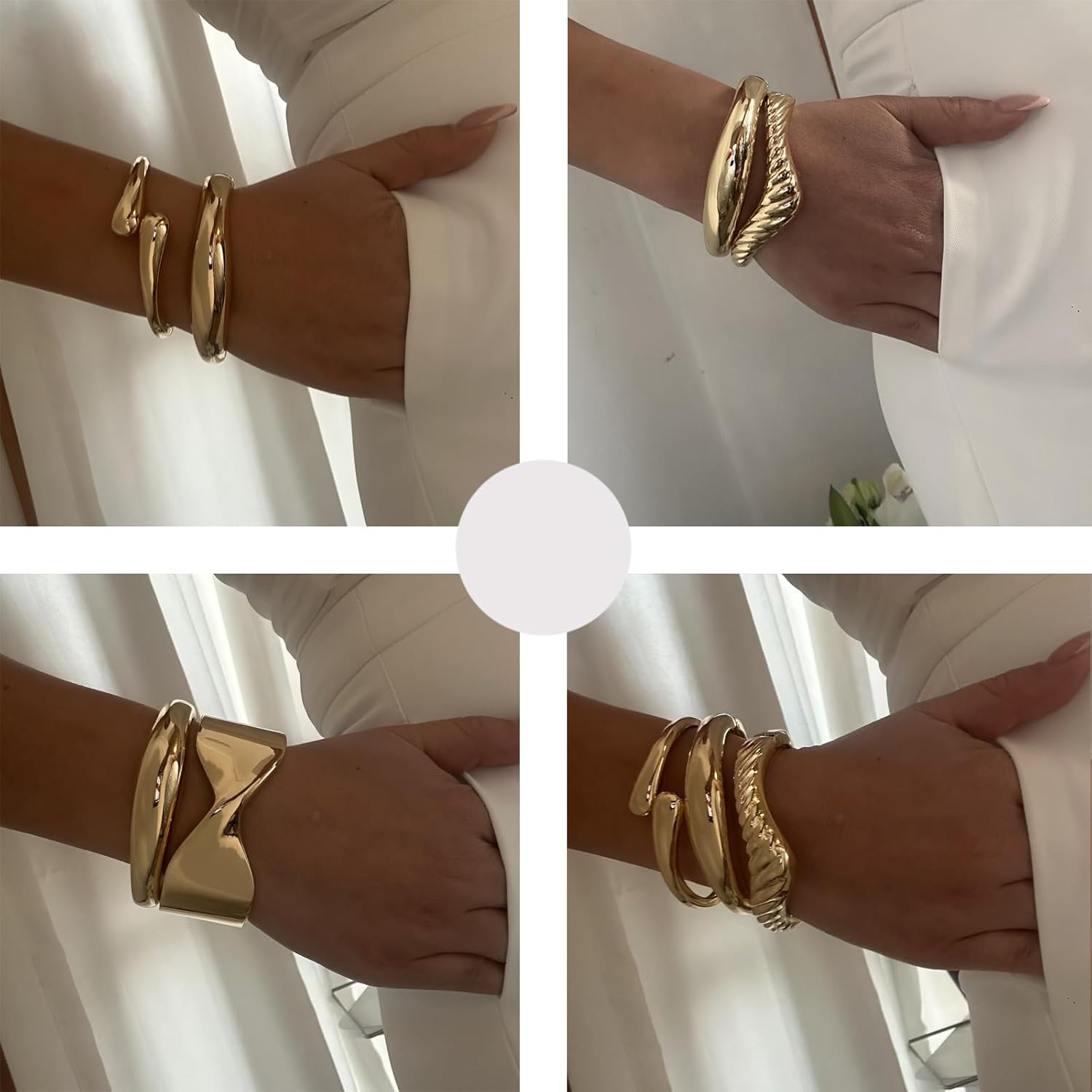 Chunky Gold Bangles Bracelets for Women Gold Cuff Bracelet Set Waterproof Non Tarnish Stack Bracelet for Women Gifts