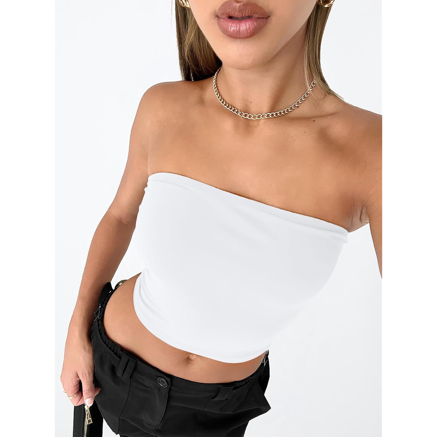 Trendy Queen Womens Tube Tops Strapless Crop Tops Basic Backless Sleeveless Bandeau Going Out Cute 2025 Summer Outfits