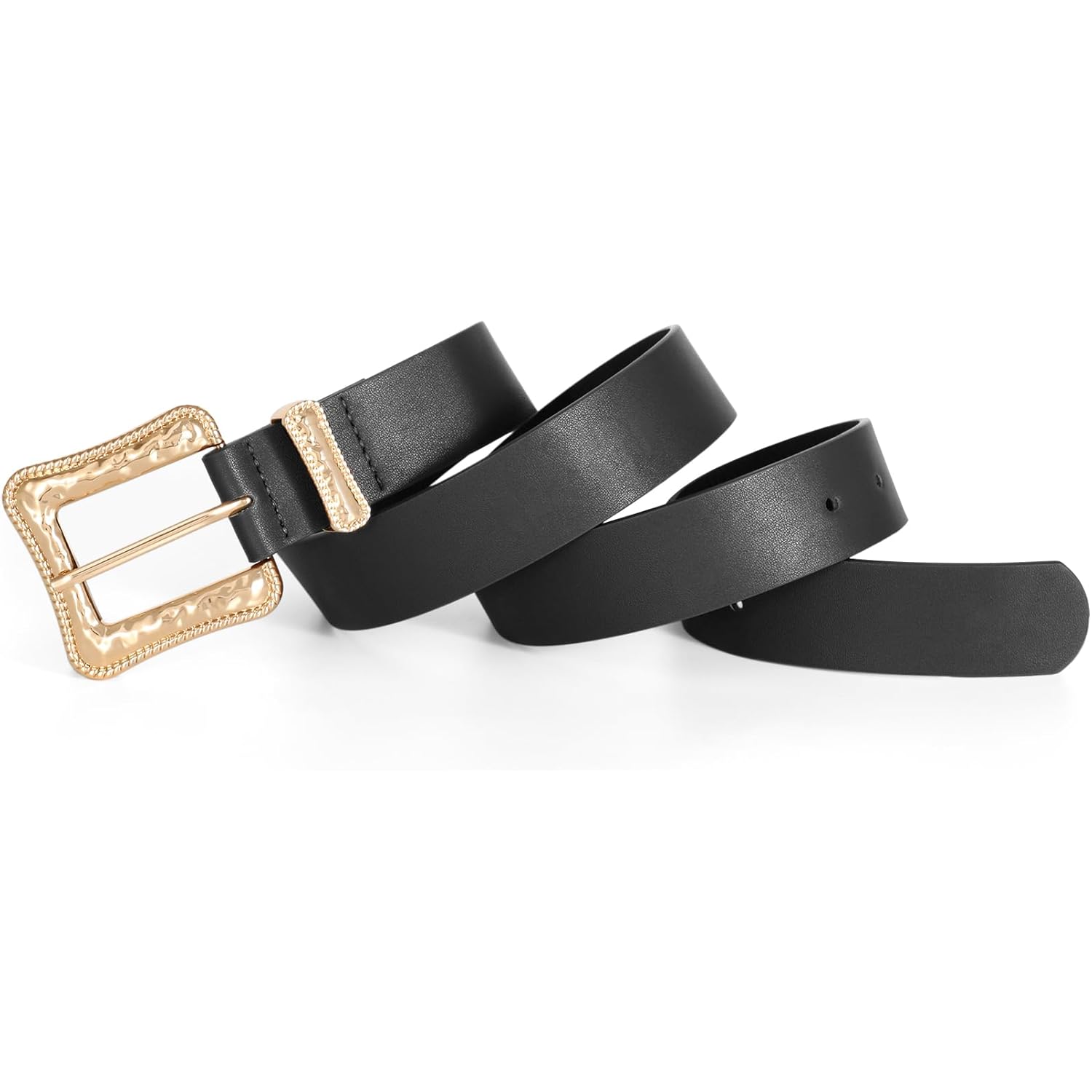 JASGOOD Plus Size Women's Leather Belt for Jeans Pants, Fashion Ladies Waist Belt with Gold Buckle