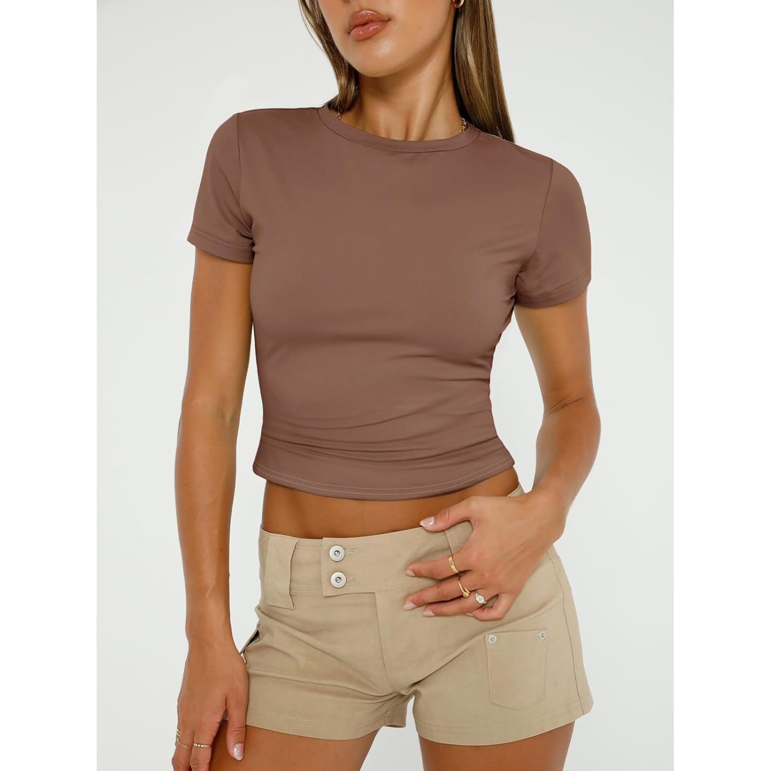 AUTOMET Womens 3 Piece Short Sleeve Shirts Basic Going Out Slim Fitted Crop Tops 2025 Summer Y2k Clothes
