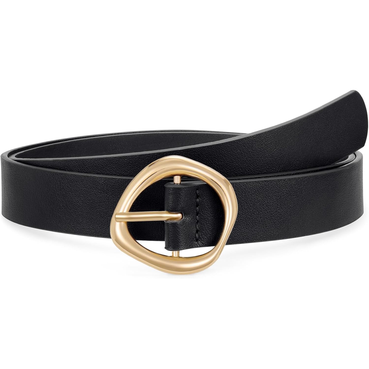 XZQTIVE Women's Faux Leather Belts with Gold Buckle, Fashion Casual Belt for Jeans Pants Dresses