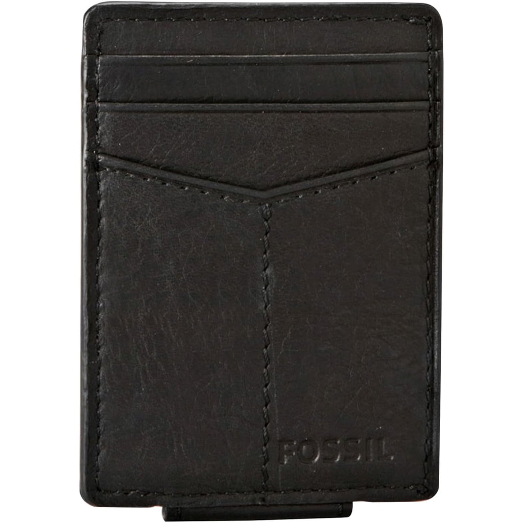 Fossil Men's Ingram Leather Magnetic Card Case with Money Clip Wallet, Black, (Model: ML3235001)