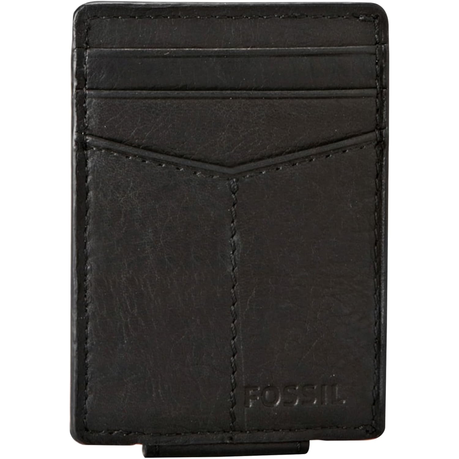 Fossil Men's Ingram Leather Magnetic Card Case with Money Clip Wallet, Black, (Model: ML3235001)