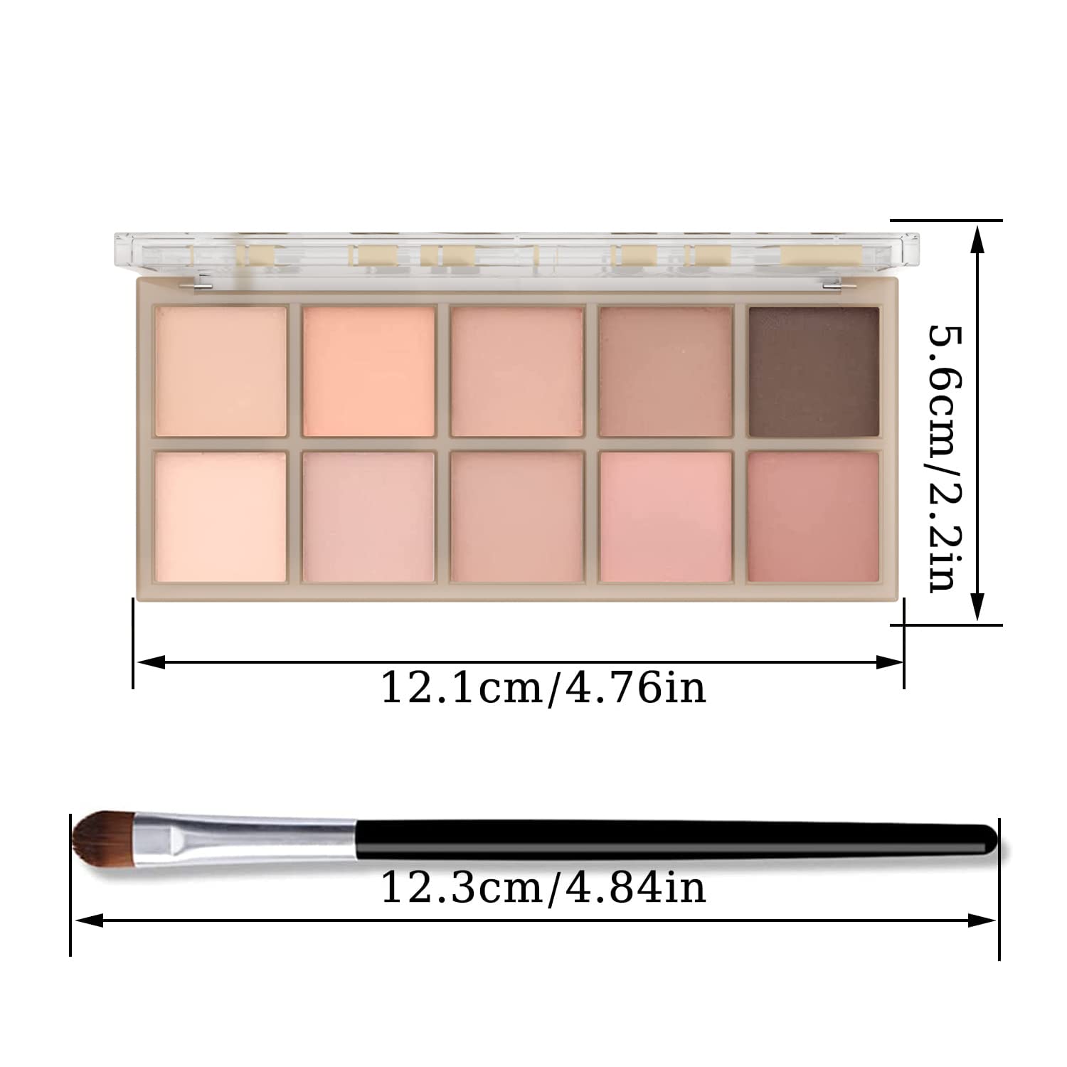 10 Colors Eyeshadow Palette Matte Naked Eye Shadow Makeup,High Pigmented, Naturing-Looking, Ultra-Blendable,Long Lasting High Pigment Nude Eyeshadow with 3 Eyeshadow Brush(Milk Tea)