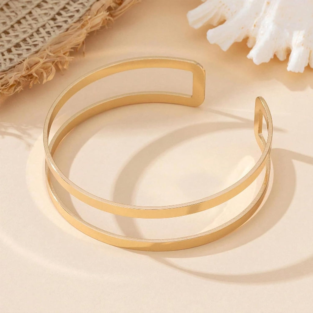 Arm Cuff Bracelet for Women Gold Arm Cuff Upper Arm Layered Cuff Bangle Bracelet Minimalist Armband Stackable Jewelry for Summer Beach