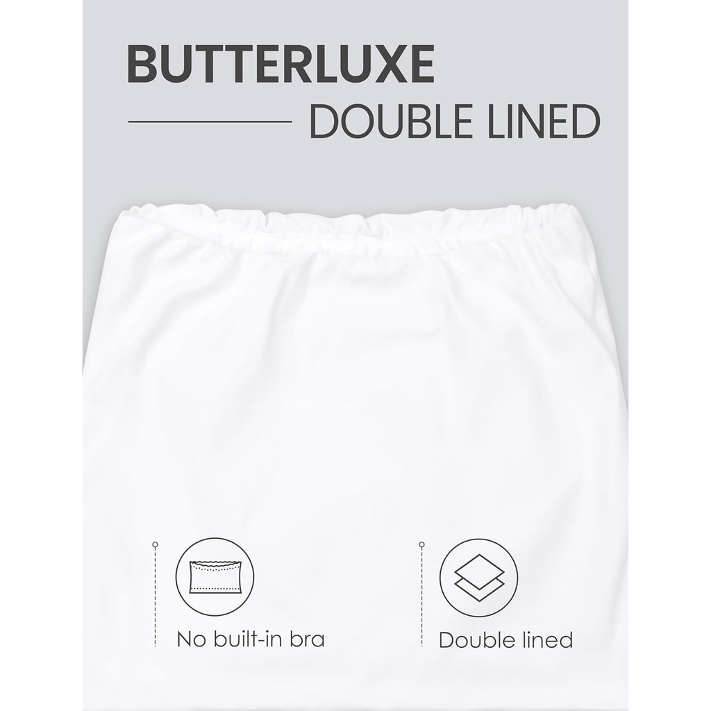 CRZ YOGA Butterluxe Double Lined Tube Tops for Women Going Out Crop Sleeveless Tank Bandeau Strapless Casual Shirts