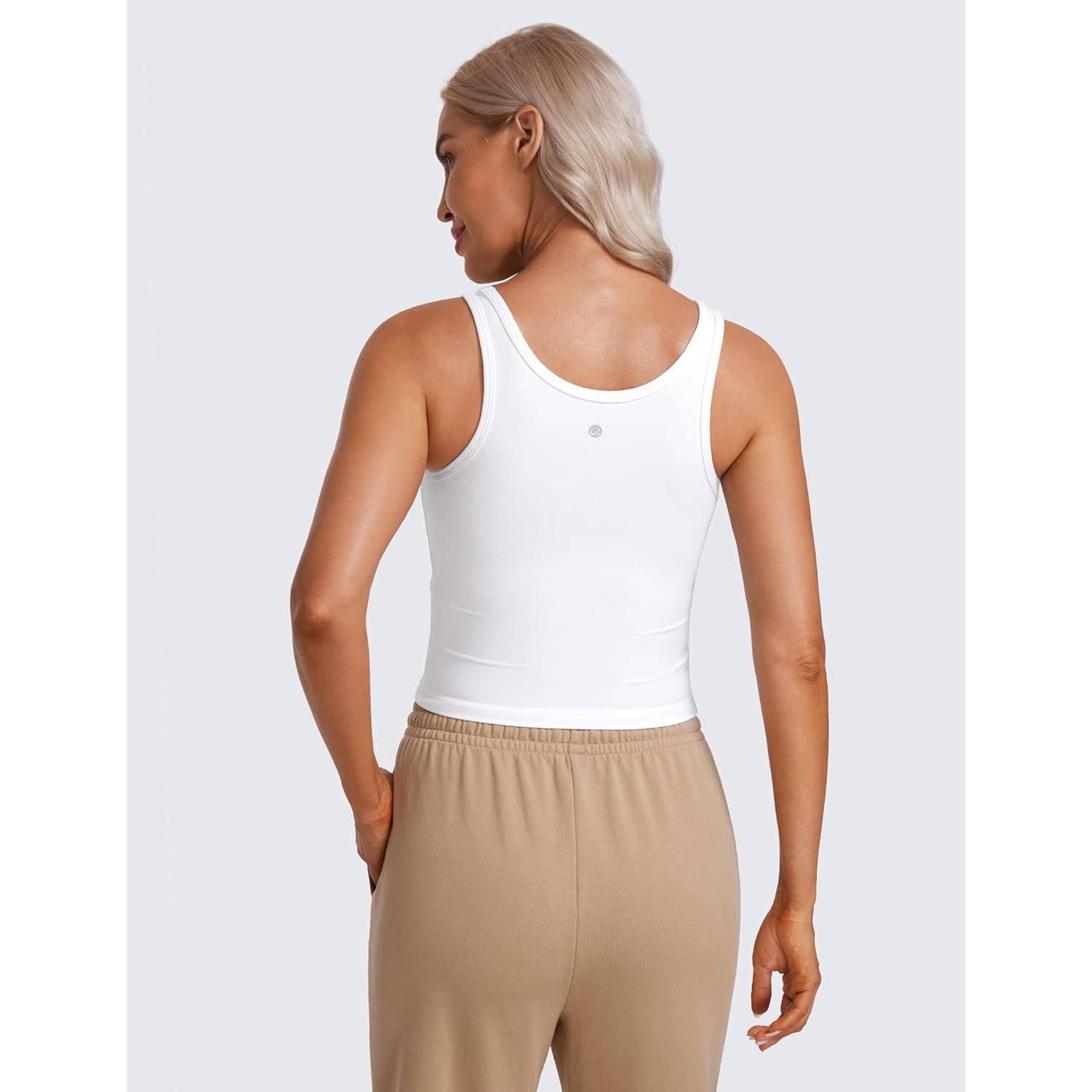 CRZ YOGA Womens Butterluxe Double Lined Workout Tank Tops Scoop Neck Racerback Cropped Casual Sleeveless Shirt