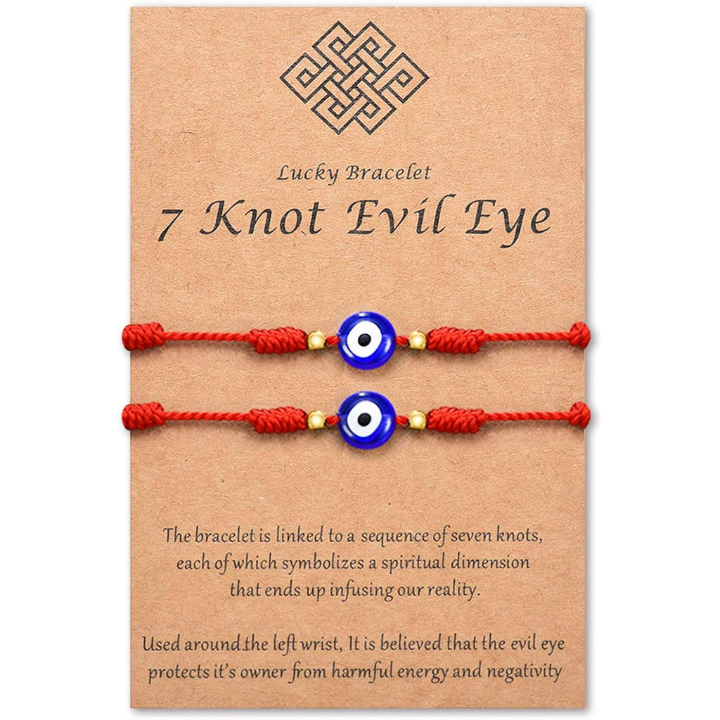 Tarsus (Ver.3) Evil Eye 7 Knot Lucky Bracelets Adjustable Red String Amulet for Women Men