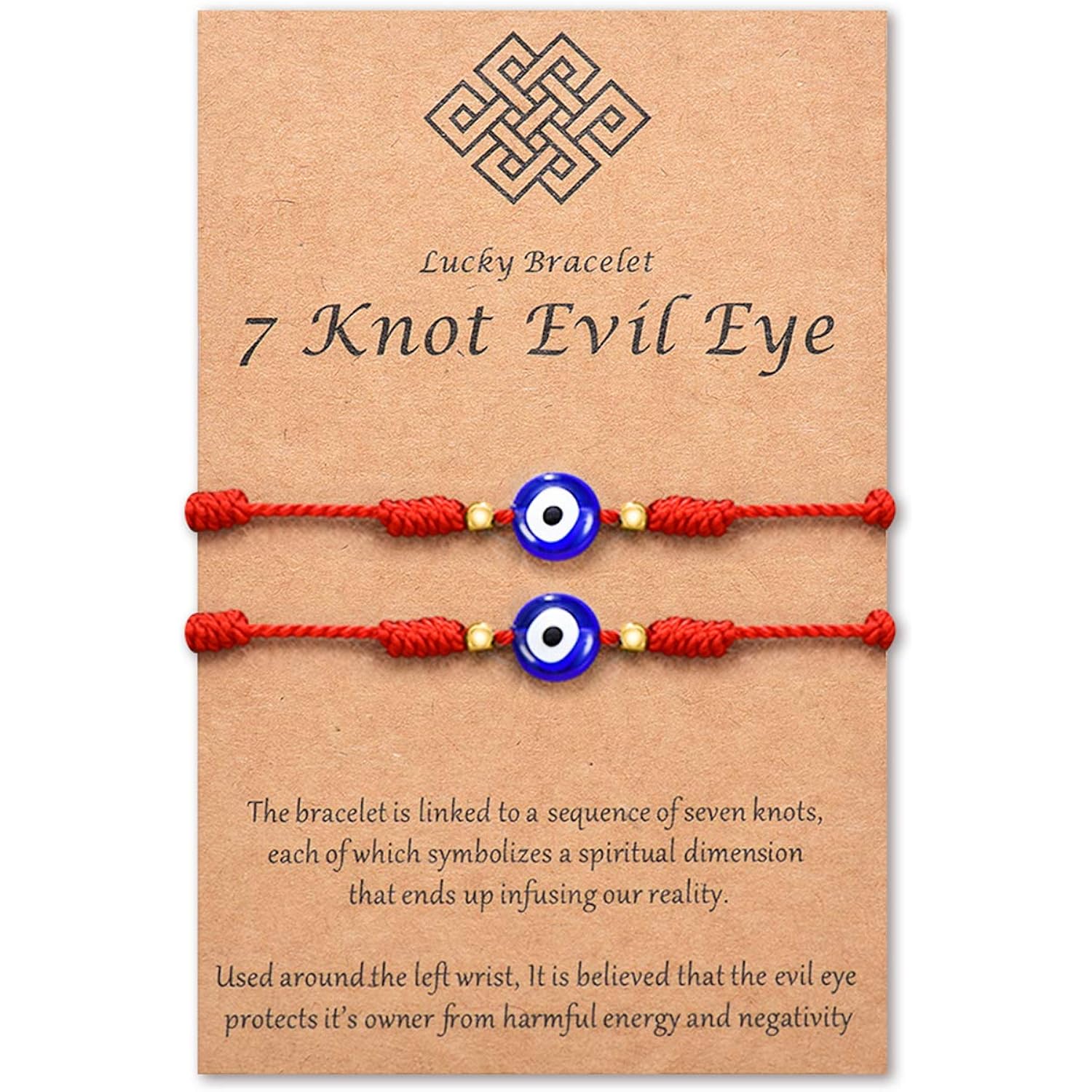 Tarsus (Ver.3) Evil Eye 7 Knot Lucky Bracelets Adjustable Red String Amulet for Women Men