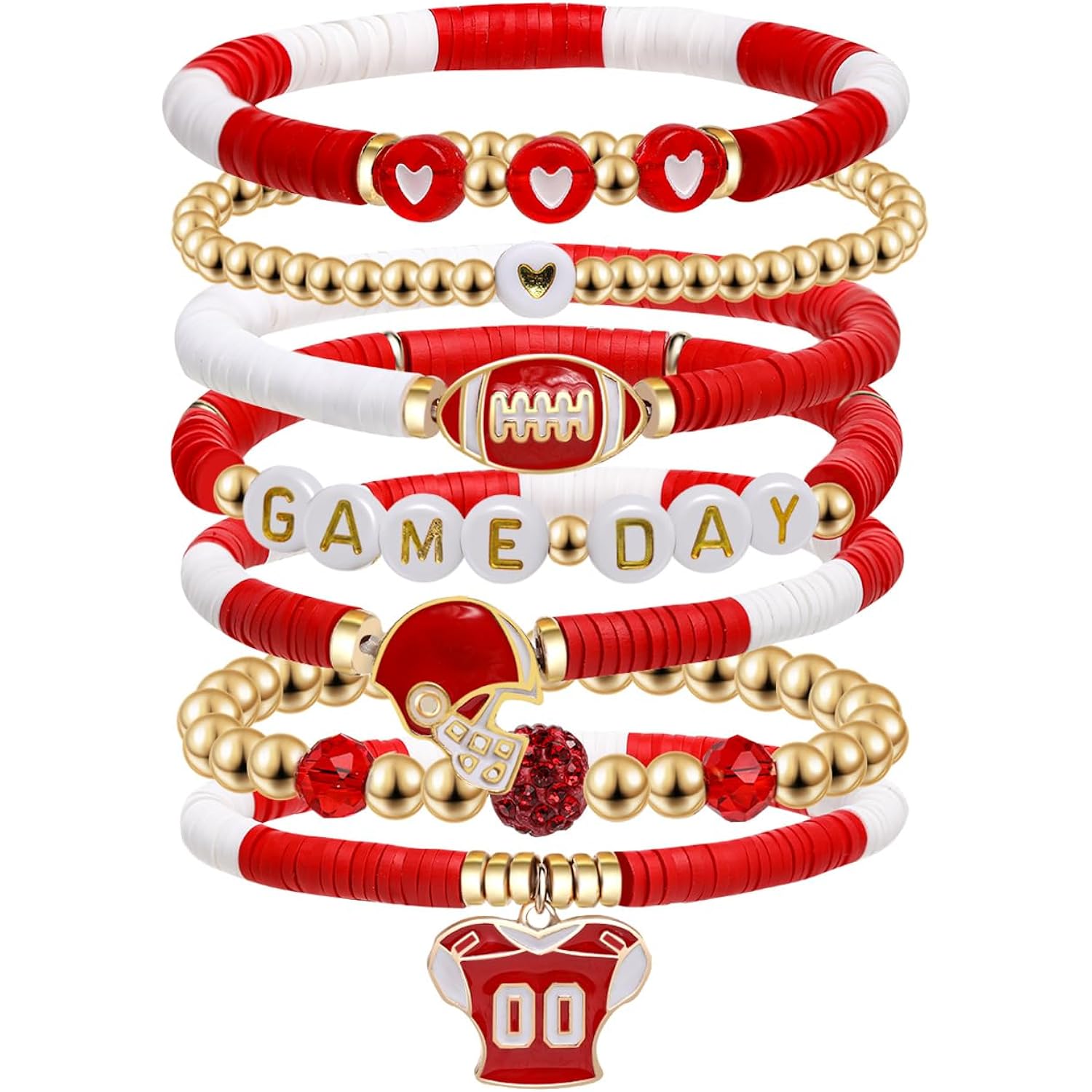 Artlunar Game Day Football Charm Bracelet: Stackable Sports Jewelry for Moms & Dads - Perfect for Football Fans