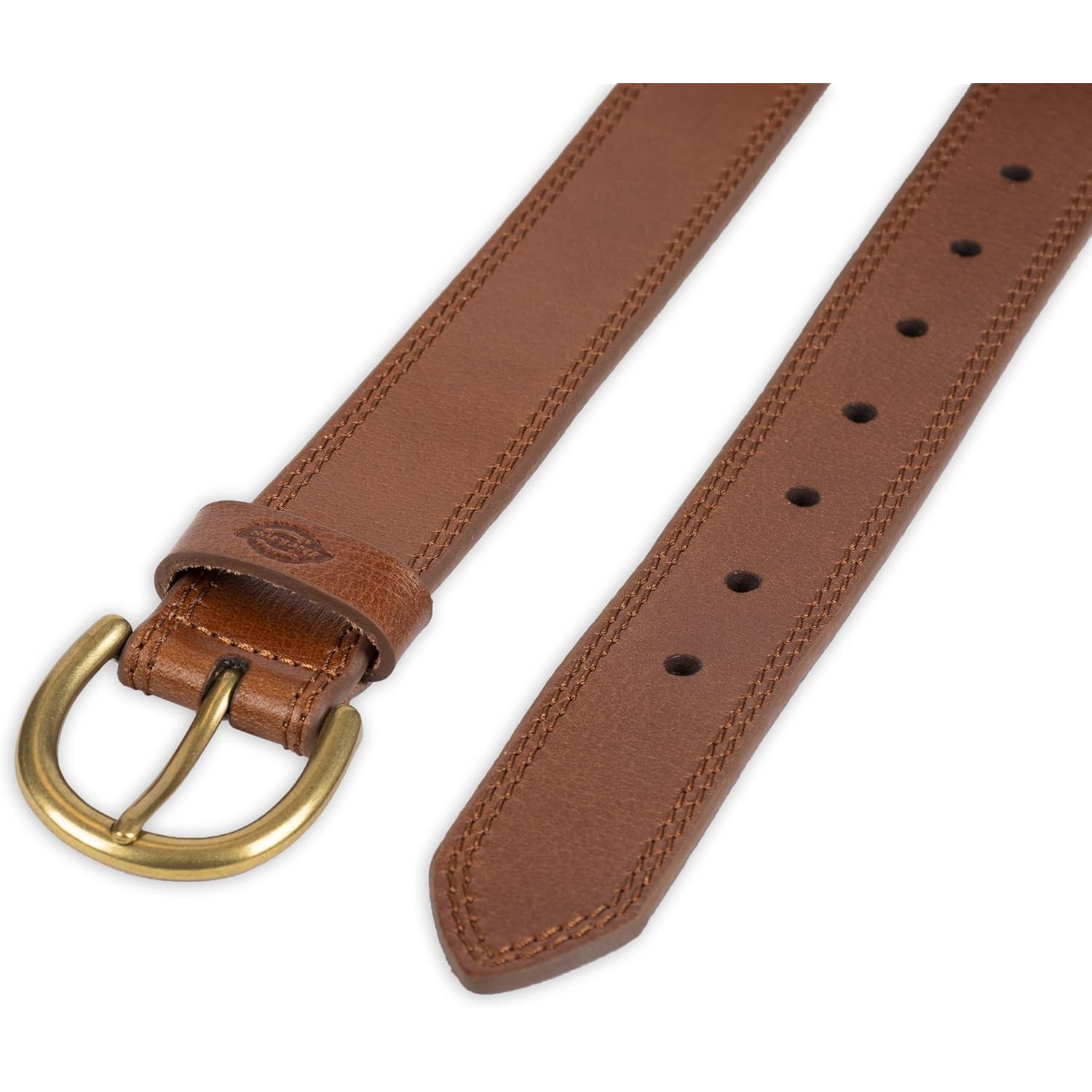 Dickies Women's Casual Leather Jean Workwear Belt with Round Harness Buckle