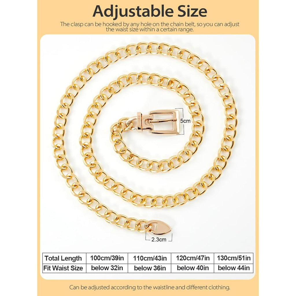 FIORETTO Chain Belt for Women Metal Waist Chain Fashion Multilayer Chain Belts for Dress
