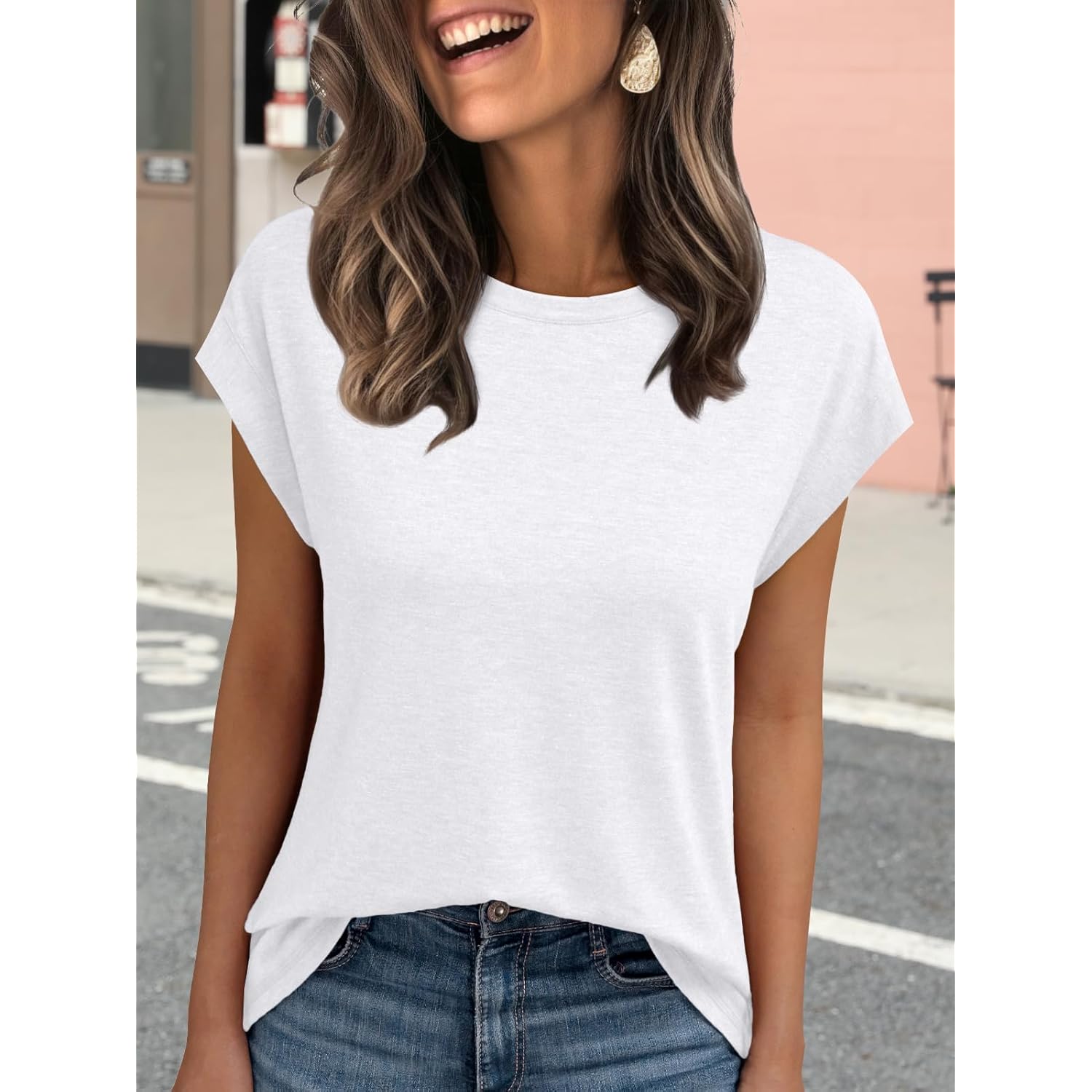 AUTOMET Womens Cap Sleeve Summer Tops T Shirts Business Casual Dressy Spring Fashion Outfits Cute Trendy Clothes 2025