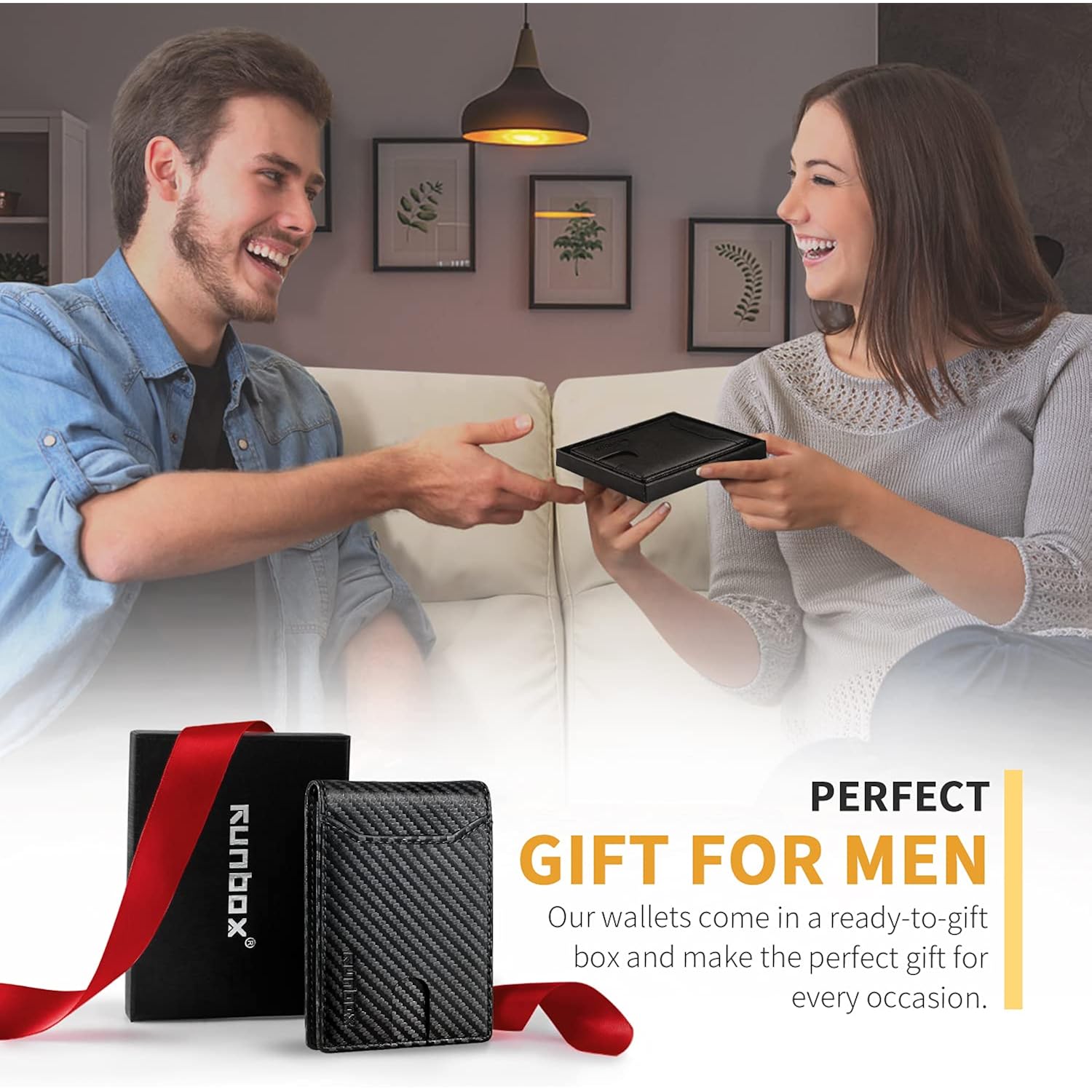 Wallet for Men Slim 11 Credit Card Holder Slots Leather RFID Blocking Small Thin Men's Wallet Bifold Minimalist Front Pocket Large Capacity Gift Box
