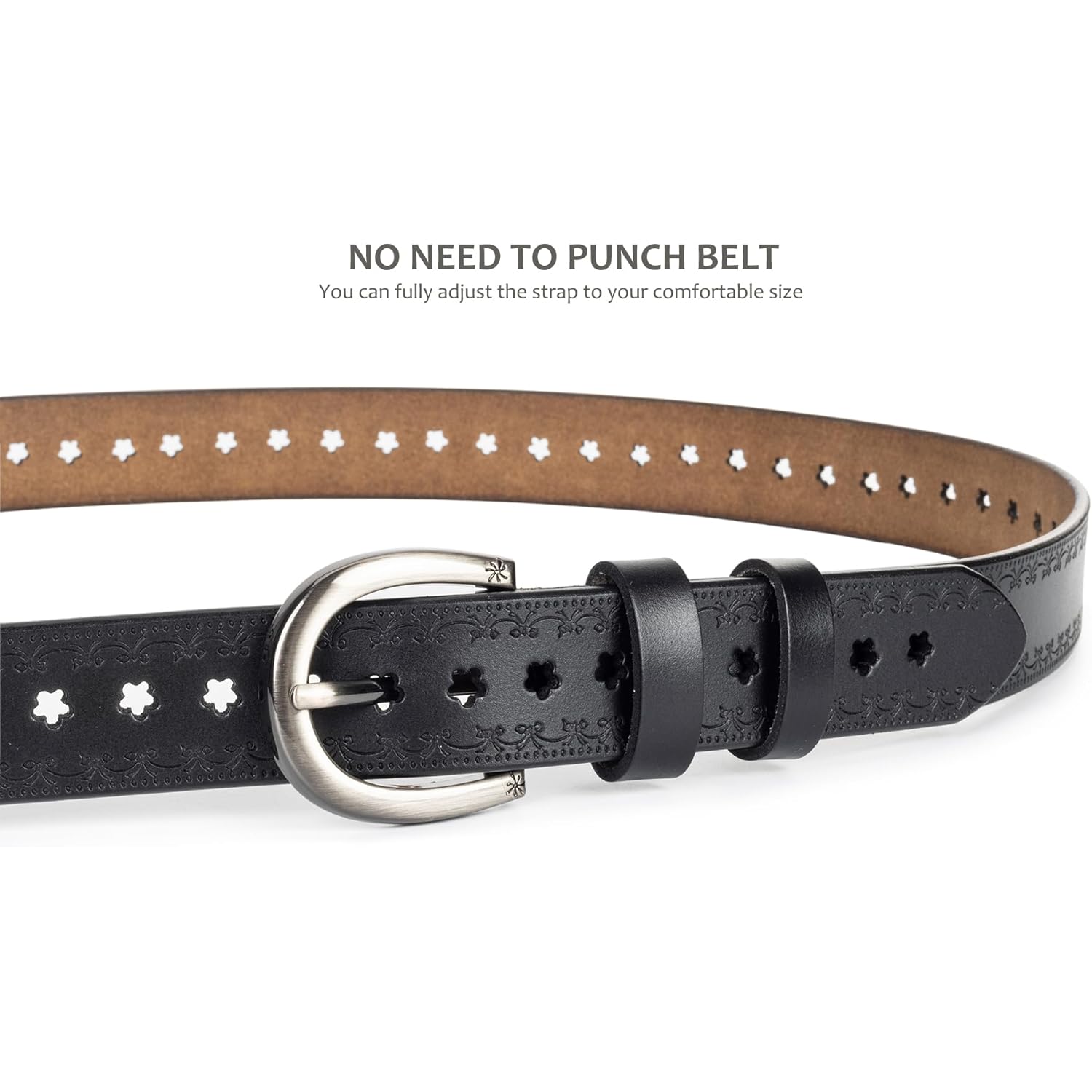 Women-Leather-Belt for Jeans Pants Adjustable-Fashion-Casual-Waist-Belts Hollow Flower Belt for Ladies Girls