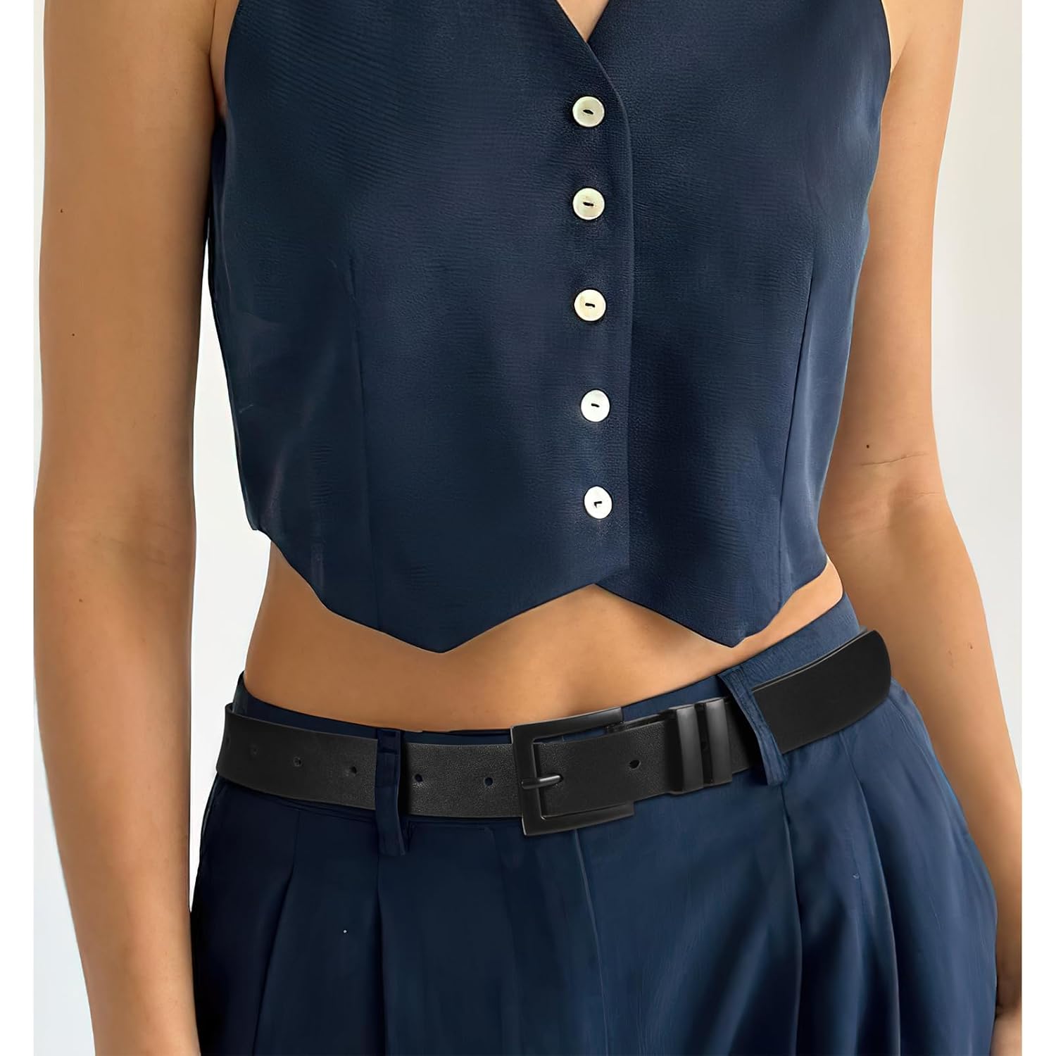 Women's Leather Belt for Jeans Pants Dresses Fashion Ladies Belt Square Gold/Silver Buckle Waist Belt for Women