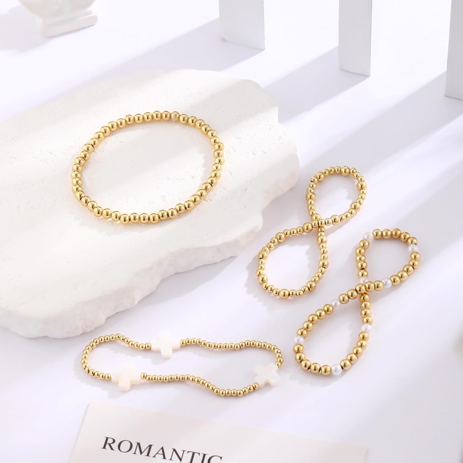 Bracelets for Women, Waterproof 14K Gold/Silver Plated Stackable Bracelets for Women Non Tarnish Trendy Dainty Paperclip Figaro Box Herringbone Hand Chain Bracelet Pack Stack Adjustable Jewelry for Women