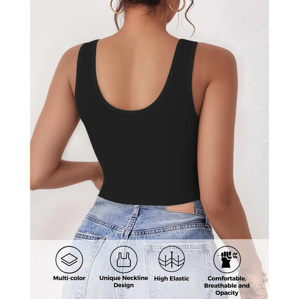 2-3Pcs Tank Tops for Women, U Neck Sleeveless Crop Tops, Basic Cropped Racerback Going Out Tops Athletic Sports Shirts