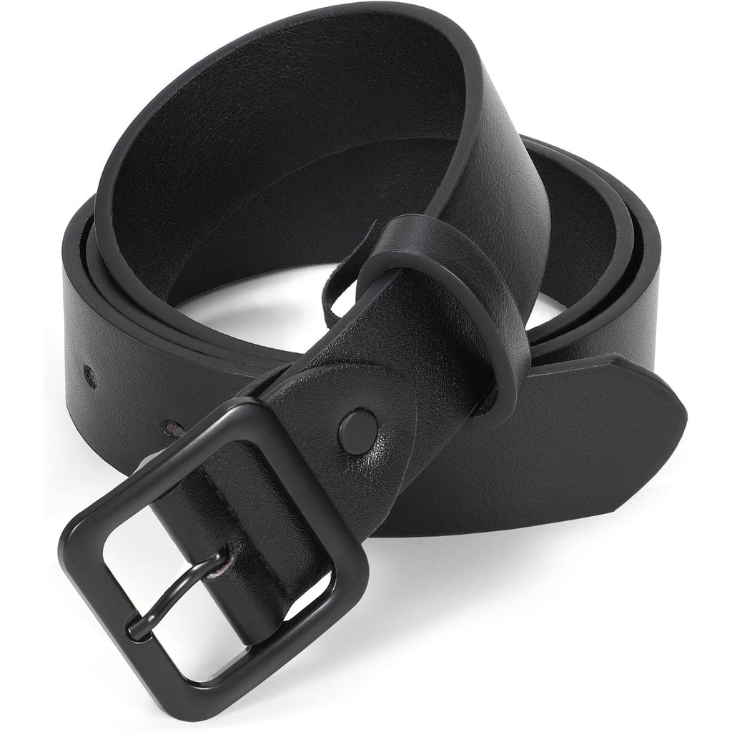 XZQTIVE Women’s Leather Belts for Jeans Pants Dresses Fashion Ladies Black Belt with Square Buckle