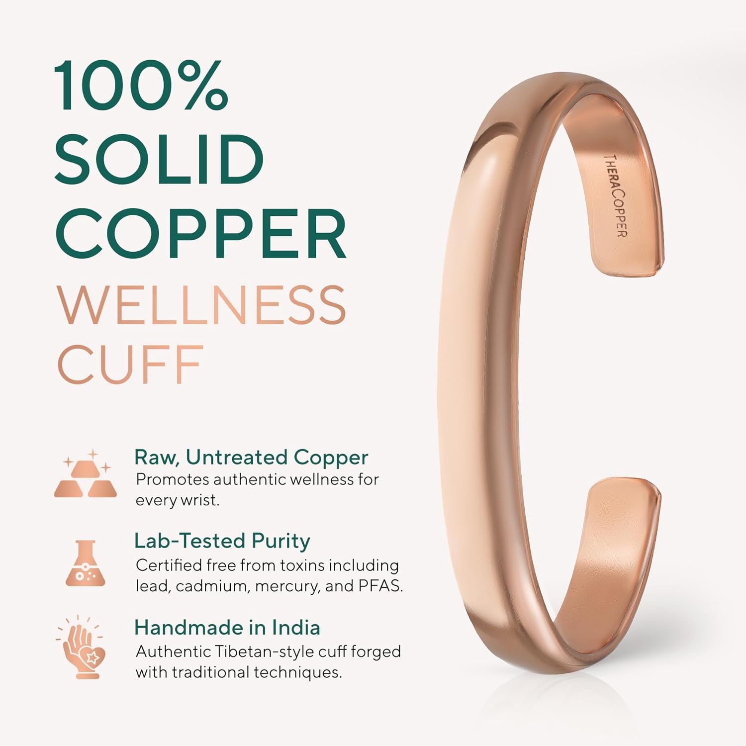 Copper Bracelet for Men & Women — 100% Pure Copper Bracelets — Raw, Solid & Uncoated Authentic Handmade Tibetan Bracelet Cuff Bangles
