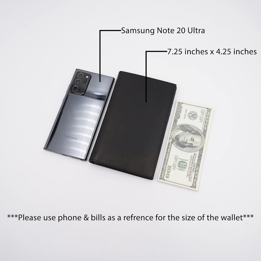 ag wallets Genuine Leather Mens Long ID 19 Credit Card Security Wallet Black (RFID_Black)