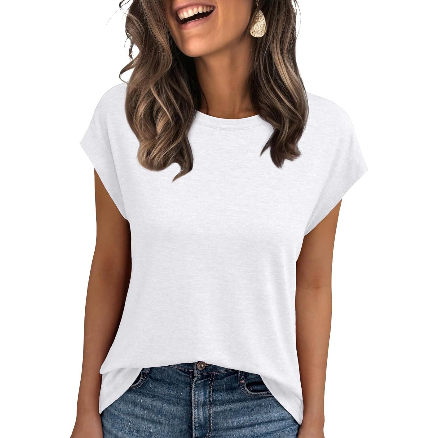 AUTOMET Womens Cap Sleeve Summer Tops T Shirts Business Casual Dressy Spring Fashion Outfits Cute Trendy Clothes 2025