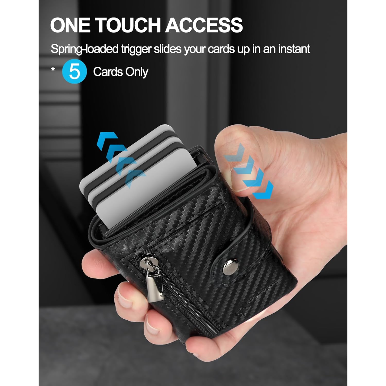 Mens Wallet Credit Card Holder - with AirTag Holder, 2 ID Windows | Trifold Leather | RFID Blocking Pop Up Wallet | Cash Slot | Coin Pocket | Morden Business Stylish Slim | Gifts for Men