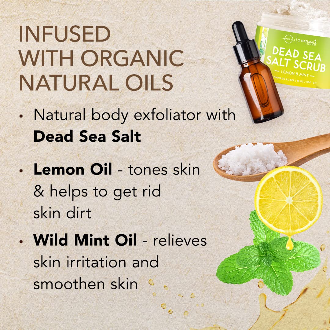 O Naturals Exfoliating Lemon Oil Dead Sea Salt Deep-Cleansing Face & Body Scrub