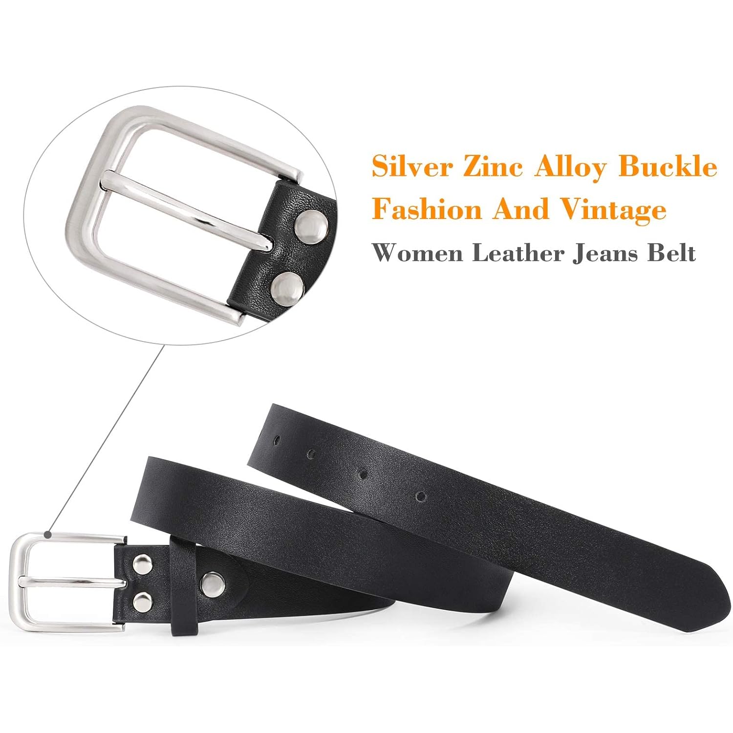 WHIPPY Women Casual Leather Belt for Jeans Pants, Fashion Ladies Waist Dress Belt