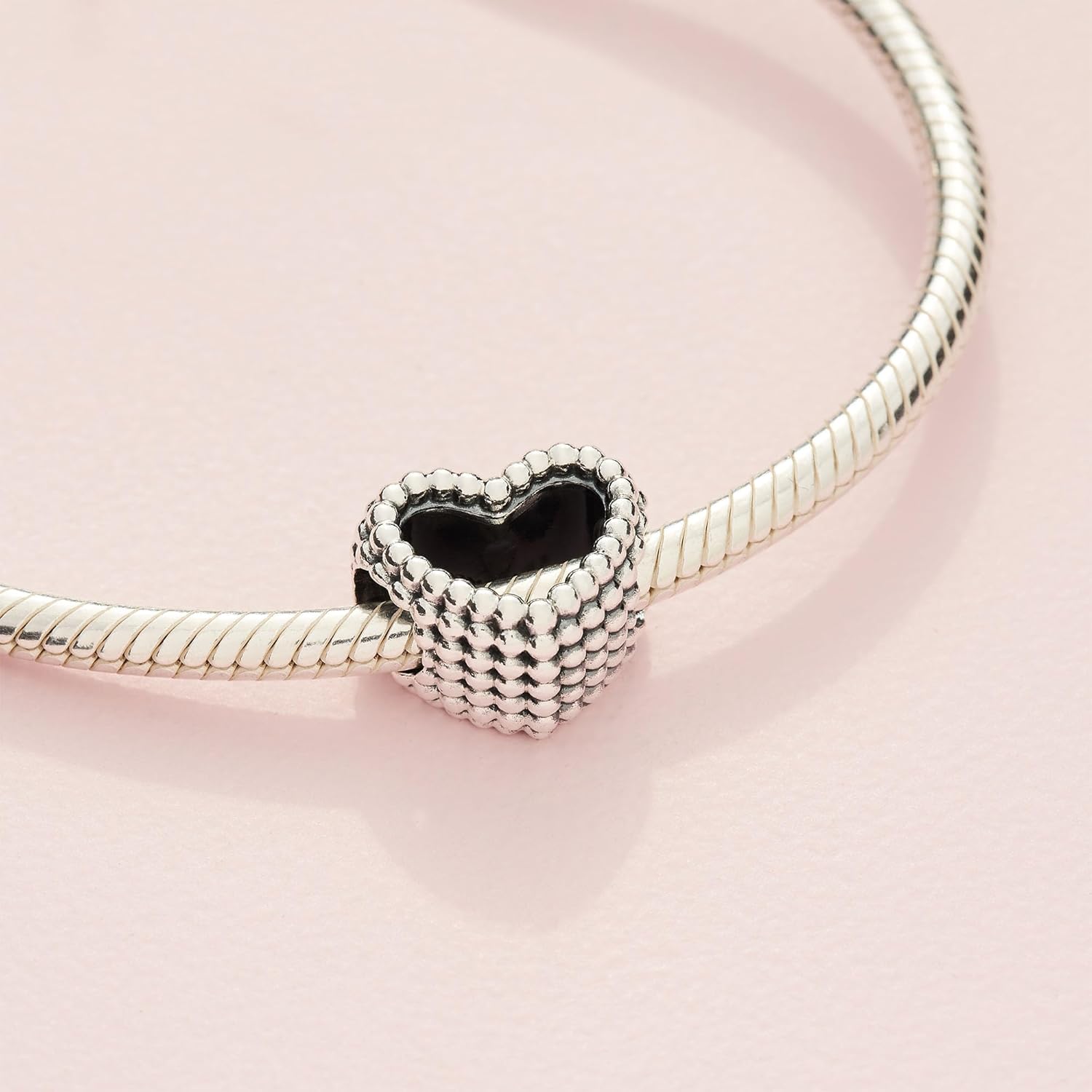 PANDORA Beaded Open Heart Charm - Compatible with PANDORA Moments - Gift for Her - Made with Sterling Silver - with Gift Box