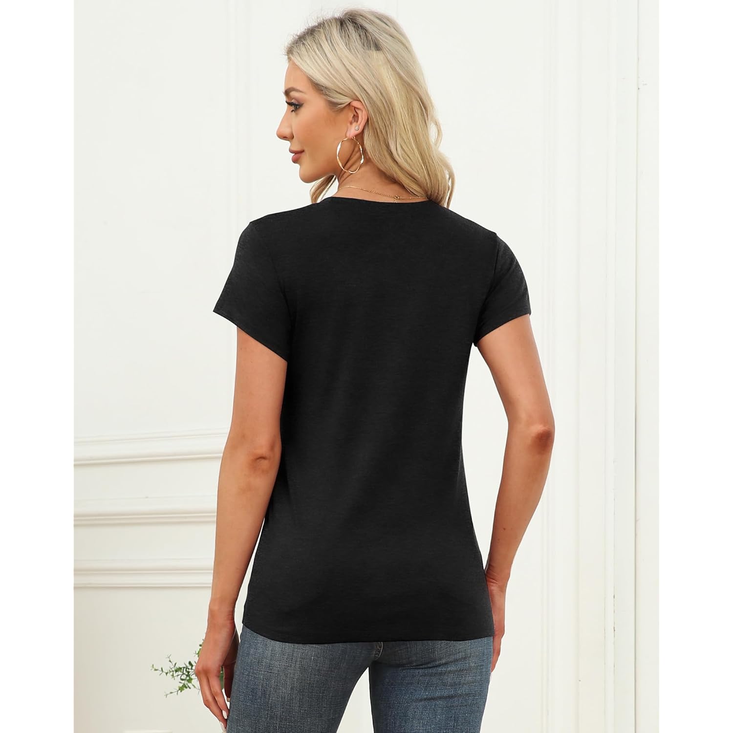 Memorose Womens Short Sleeve Tops Summer T Shirts Round Neck Causal Fashion Basic Tee