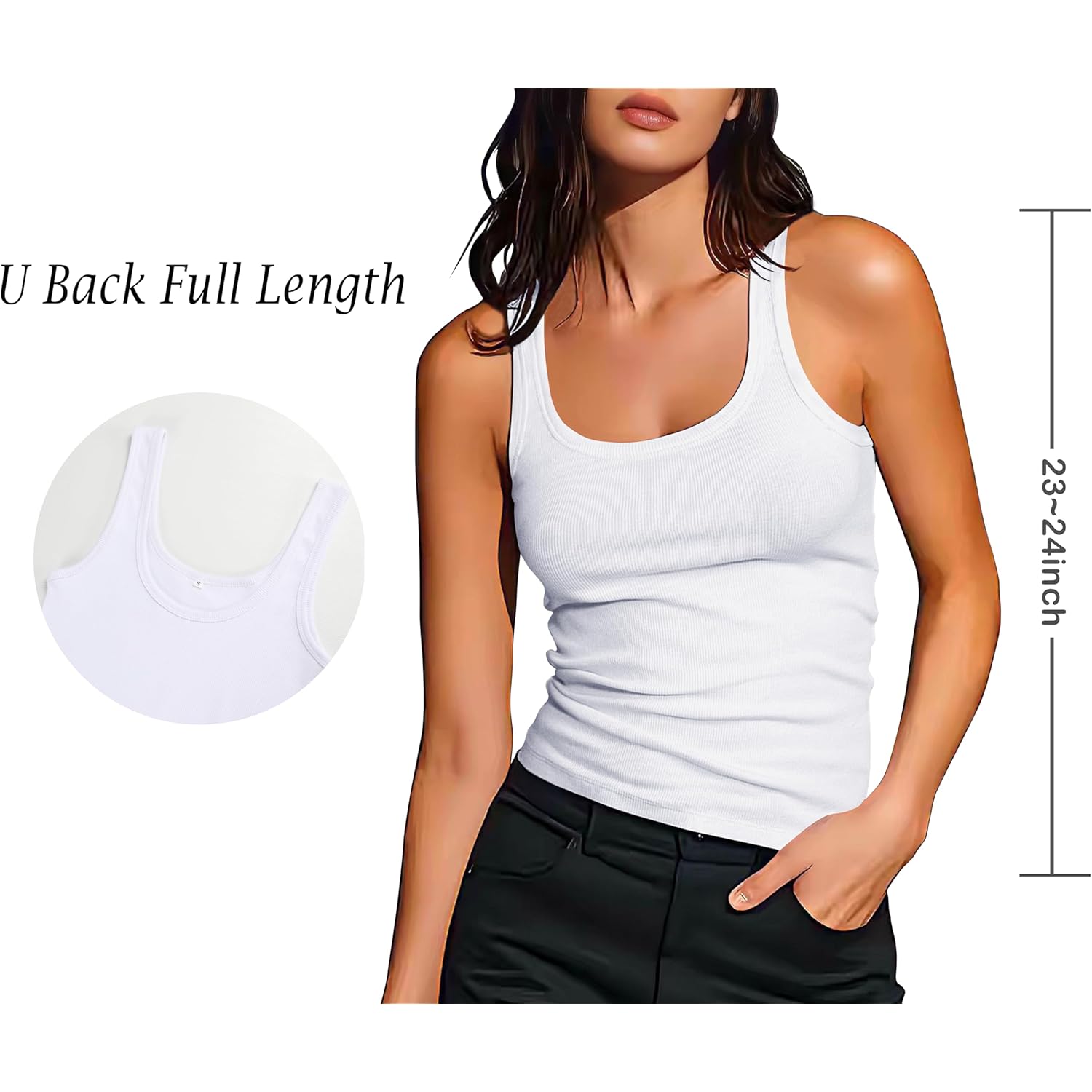 Artfish Women's Sleeveless Cotton Fitted Tank Top Form Fitting Scoop Neck Ribbed Knit Basic Cami Shirts