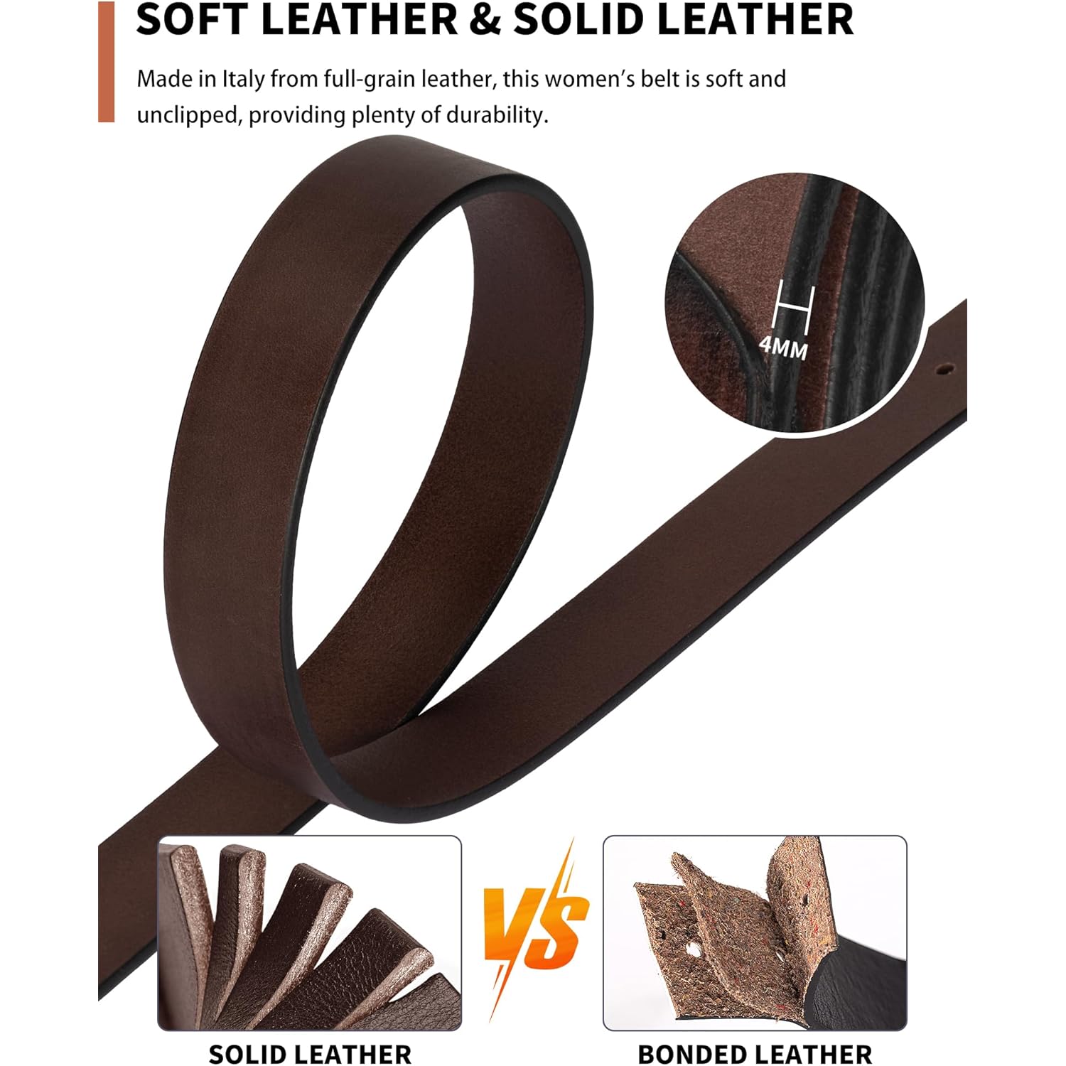 Womens Belt for Jeans Genuine Leather Belt Vintage Solid Brass Circle buckle Gift Box Packaging
