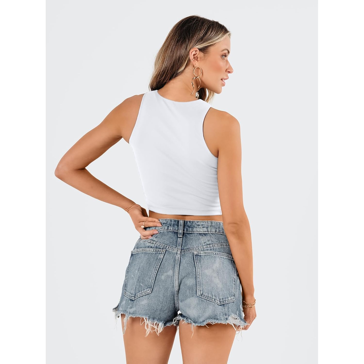 EFAN Womens Sexy Sleeveless Double Lined Crop Tops Workout Cute Tight Racerback Tank Tops Summer Clothes Teen Girls 2025