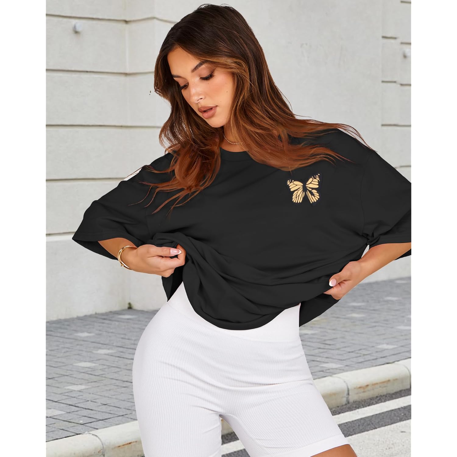 Womens Oversized Tshirt Graphic Tees Crew Neck Summer Short Sleeve Loose Fit Tops
