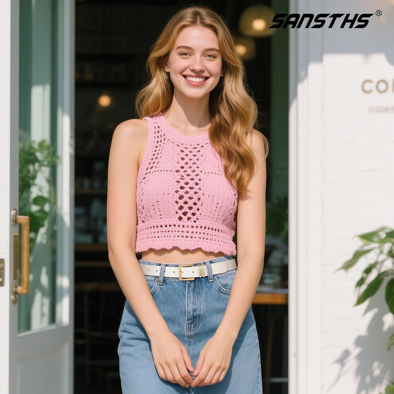 3 PACK Women Leather Belts for Jeans Pants Dresses Fashion Ladies Waist Belt with Gold Square Buckle