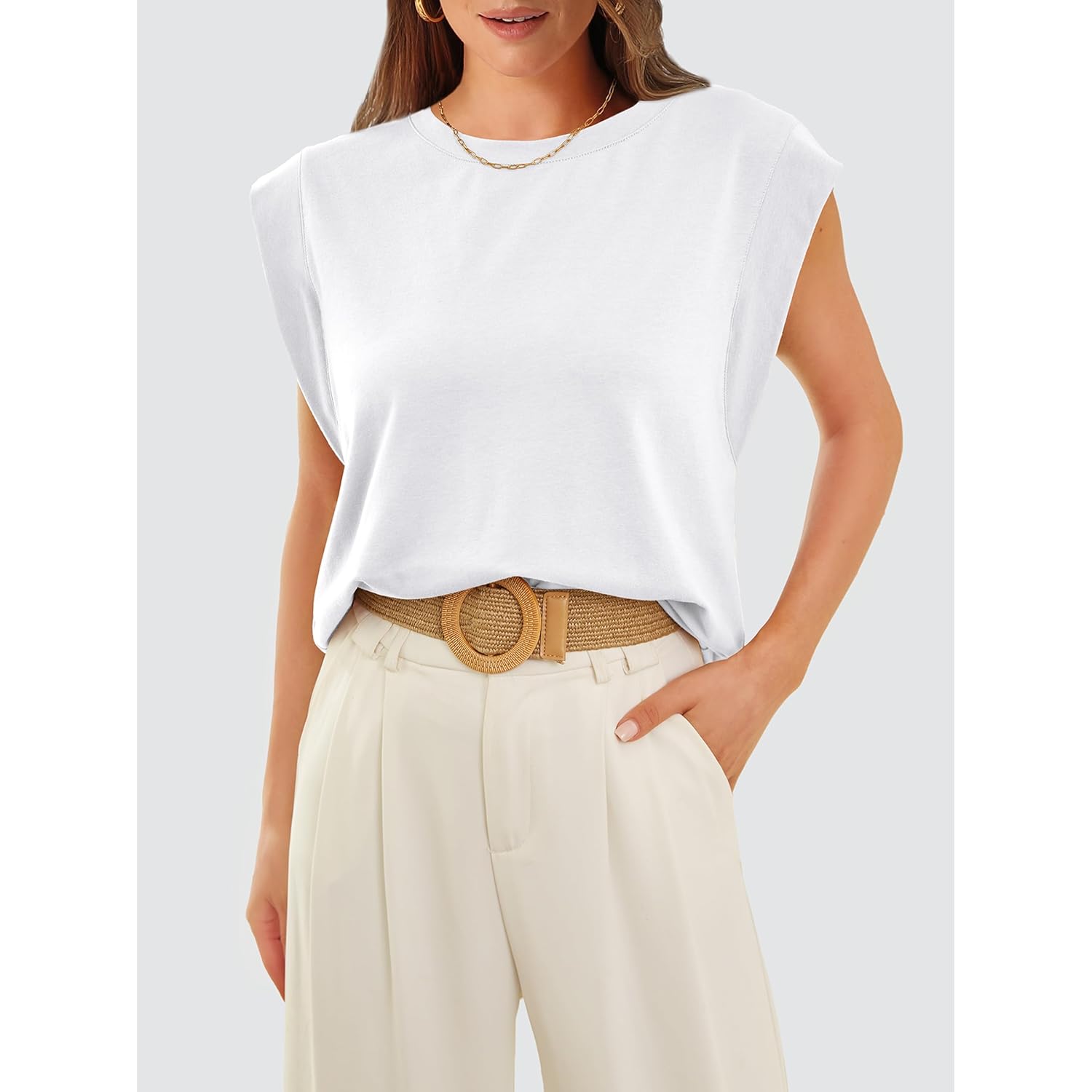 WIHOLL Cap Sleeve Tops for Women Summer Top Basic Tee Shirts Casual Tank Loose Fit 2025 Fashion