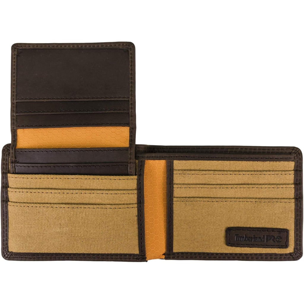 Timberland PRO Men's Leather RFID Wallet with Removable Flip Pocket Card Carrier