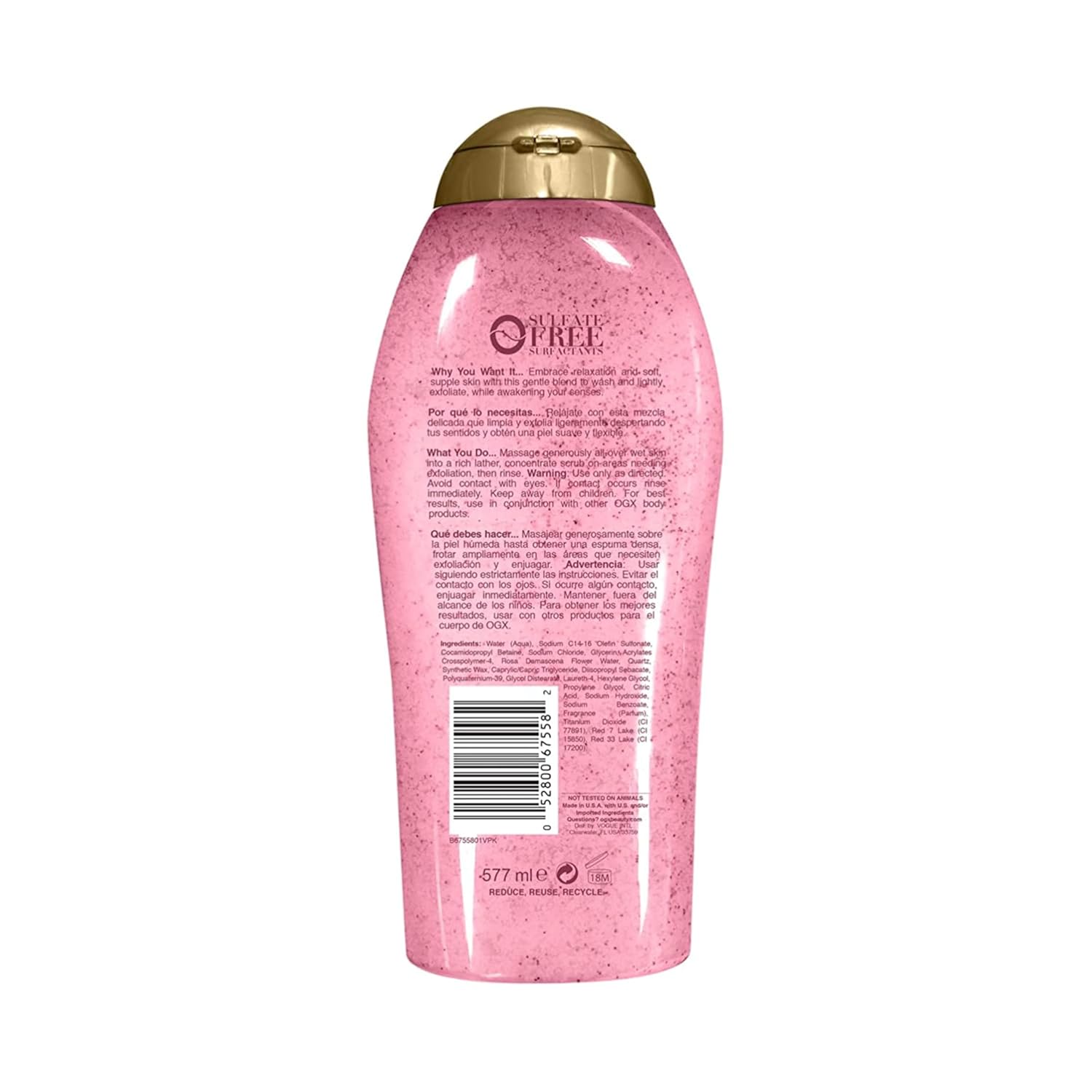 OGX Sensitive + Rose Water & Pink Sea Salt Exfoliating Body Scrub