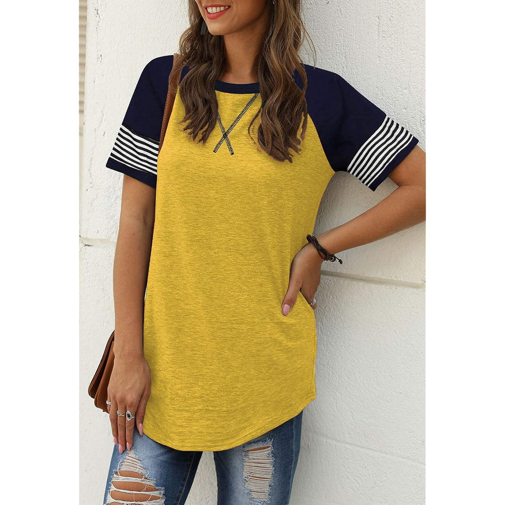 Adibosy Women Summer Casual Shirts: Short Sleeve Striped Tunic Tops - Womens Crew Neck Tee Tshirt Blouses
