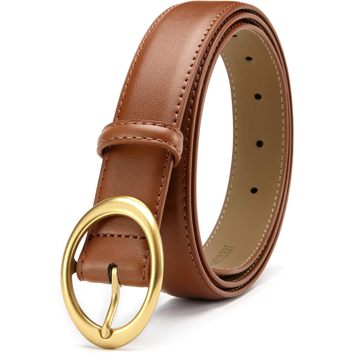 Womens Belt - CR Leather Belt Women Casual for Jeans Pants Dress - Belts with Gold Buckle for Women Fashion