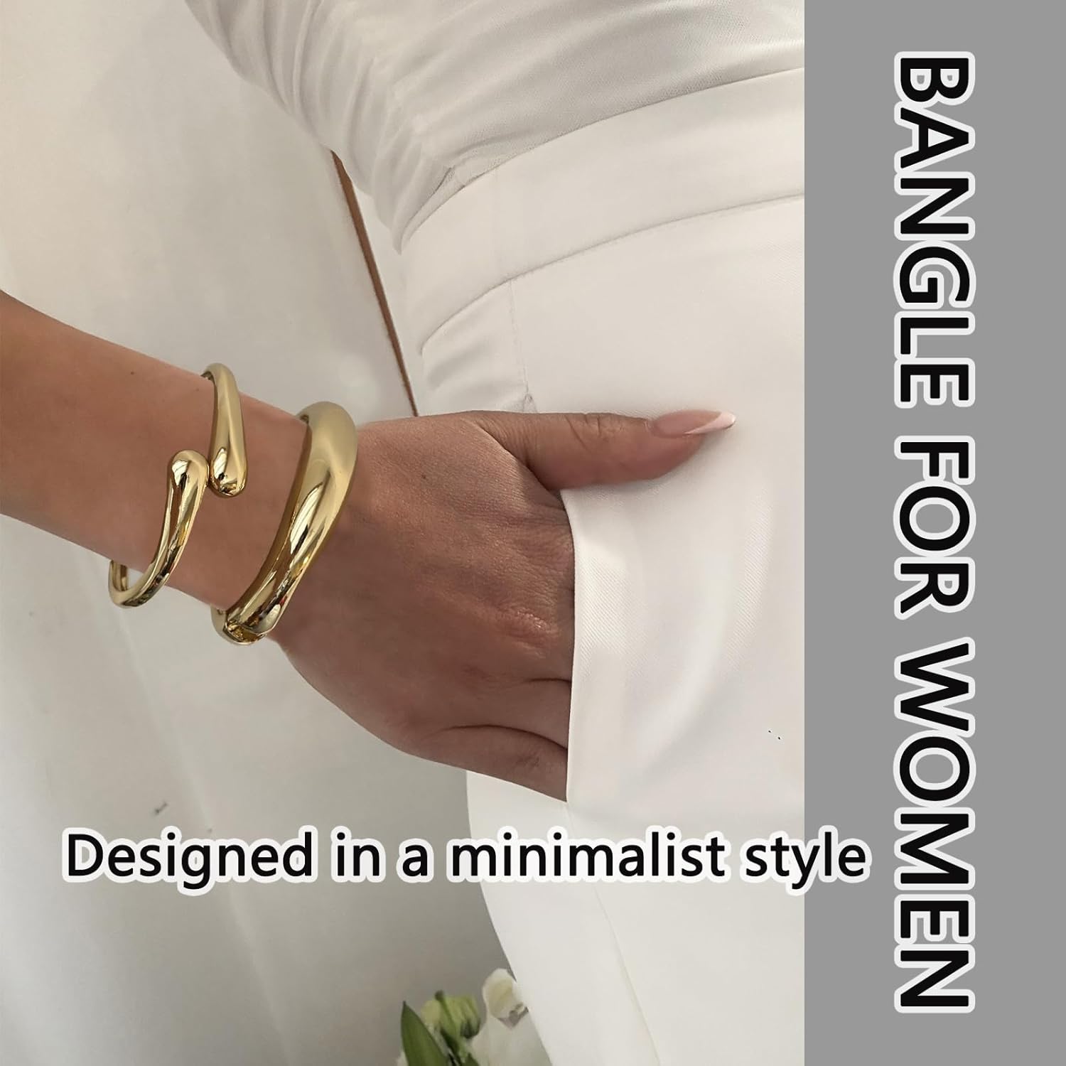 Chunky Gold Bangles Bracelets for Women Gold Cuff Bracelet Set Waterproof Non Tarnish Stack Bracelet for Women Gifts