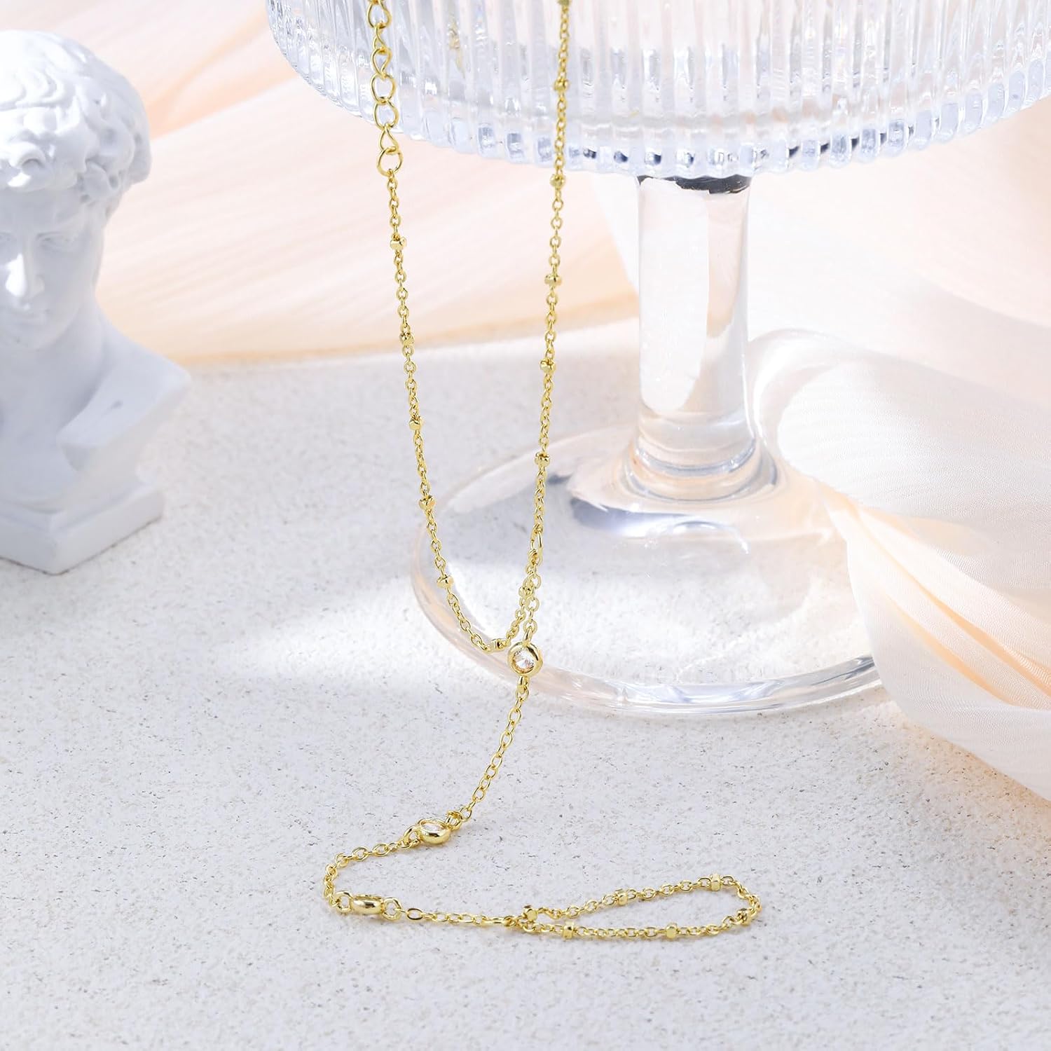 Bracelets for Women,14K Gold/Silver Plated Dainty Hand Chain Bracelets Trendy Ring Chain Bracelet Charm Gold Cuff Bangle Stackable Bracelets Fashion Body Jewelry Adjustable Waterproof Gifts for Her