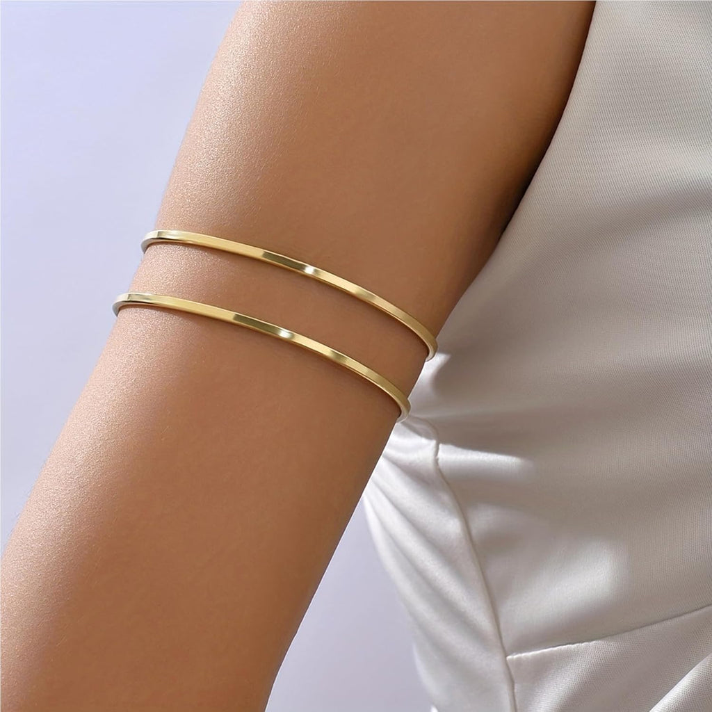 Arm Cuff Bracelet for Women Gold Arm Cuff Upper Arm Layered Cuff Bangle Bracelet Minimalist Armband Stackable Jewelry for Summer Beach