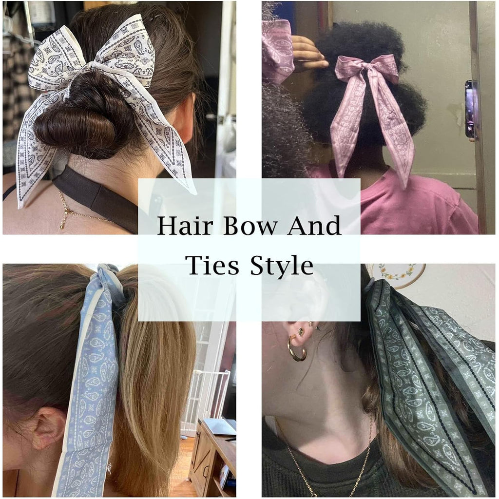 4Pcs Fashion Scarves for Women, Multifunctional Boho Scarves Headbands Satin Scarf for Bag Hair Accessories