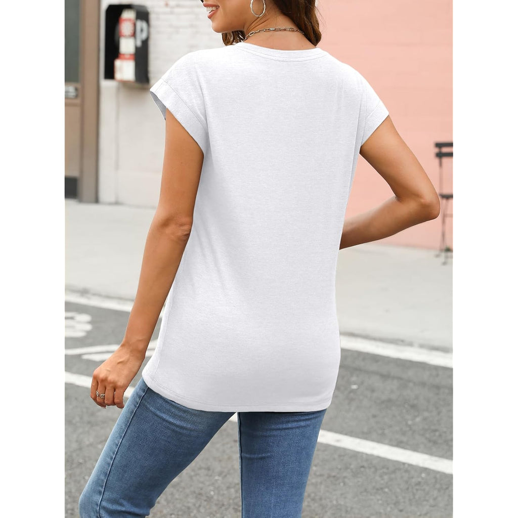 AUTOMET Womens Cap Sleeve Summer Tops T Shirts Business Casual Dressy Spring Fashion Outfits Cute Trendy Clothes 2025