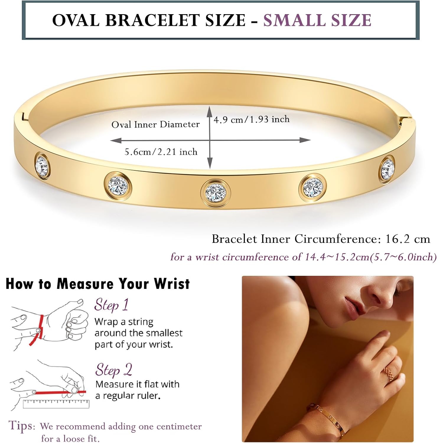 Gold Bracelets for Women Friendship Love Bangle Bracelets Cubic Zirconia Stainless Steel Bracelet Jewelry Birthday Gifts for Women Stocking Stuffers